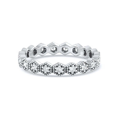 Trendy Ewigkeit Geometrische Form Kubisches Zirkonia stapelbare Ring Band für Frauen