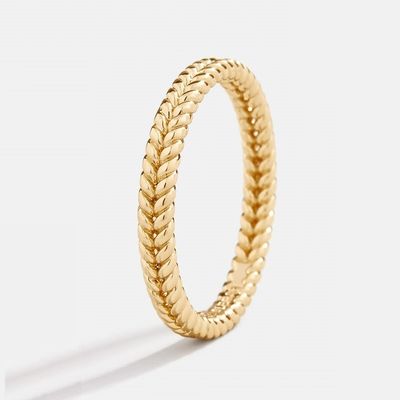 Feine Schmuckstücke 18K Goldplattiert 925 Sterling Silber Weizen Ring für Frauen