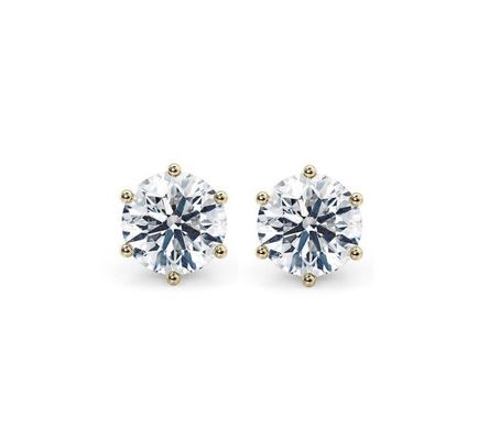 Sechs Klauen Weiße CZ Stud Ohrringe 925 Sterling Silber 18K Kubik Zirkonia Stud Ohrringe