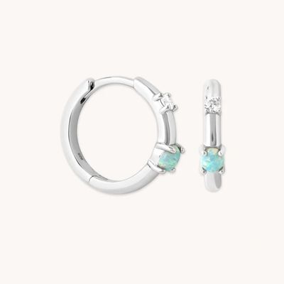 Mystic 18K Gold Plattiert Opal Loops 925 Sterling Silber Neueste Huggies Mode Ohrringe