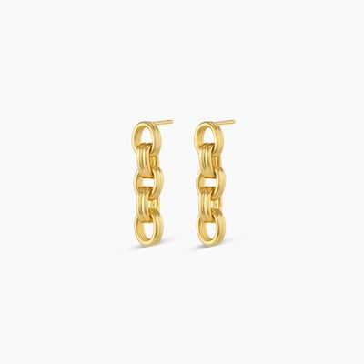 18K Gold Drop Dangle Kette Ohrringe Rhodium Plattiert Dicke Kette Ohrringe