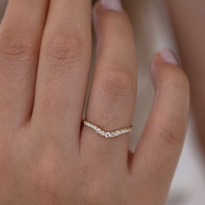925 Sterling Silber gebogener Diamant Verlobungsring CZ Hochzeitsring