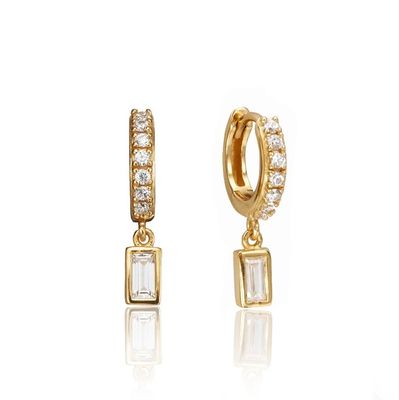 Gold beschichtet 925 Sterling Silber Dangle Ohrringe für Jahrestag, Verlobung