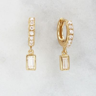 Gold beschichtet 925 Sterling Silber Dangle Ohrringe für Jahrestag, Verlobung