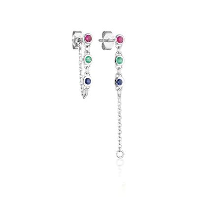 Drop Bezel Weiß Diamant 925 Sterling Silber Kette Ohrringe Mode