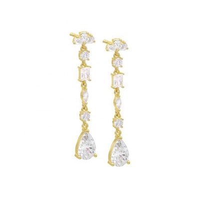 Religiöse Inspiration S925 Sterling Silber Edelstein Drop Ohrringe in 18K Goldplattierung
