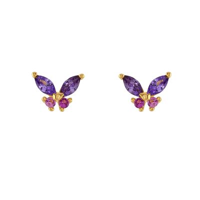 18K Gold Marquise Schnitt Türkis CZ 925 Sterling Silber Schmetterling Stud Ohrringe für Frauen