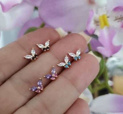 18K Gold Marquise Schnitt Türkis CZ 925 Sterling Silber Schmetterling Stud Ohrringe für Frauen