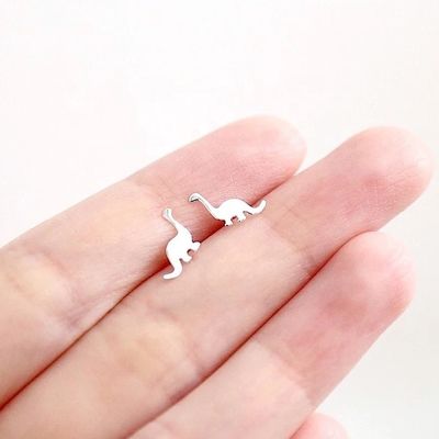 Kinder-Dinosaurier-Goldplattierte Ohrringe 925 Sterling Silber Mini