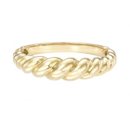Erstaunlicher Barock 14K Gold Gradient Twist 925 Sterling Silber Damenring Schmutzfrei Schmuck