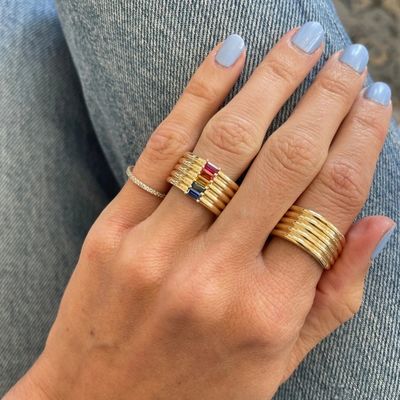 18K Gold Plattiert Regenbogen Baguette Schnitt CZ Multi Fashion 925 Sterling Silber Frauen Ringe