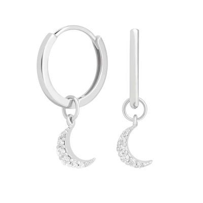 Dangle Moon Hoop Ohrringe 925 Silber für Frauen Brasilianische Goldbeschichtung 18K Custom Schmuck