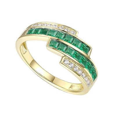 Smaragd-Rubin-Frauen-Diamant-Ringe Größe 6 - Größe 10