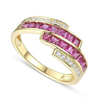 Smaragd-Rubin-Frauen-Diamant-Ringe Größe 6 - Größe 10