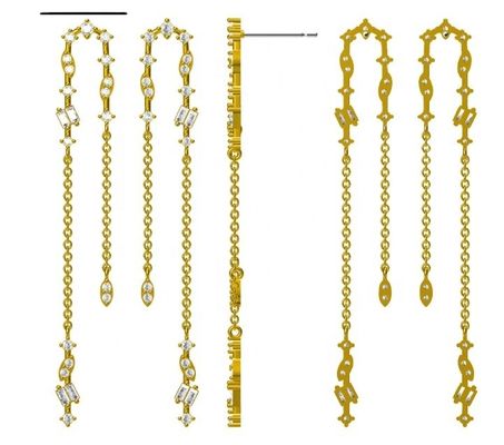 2024 brasilianische Goldplattierung Drop Chain Ohrringe Frauen 925 Sterling Silber Ohrringe