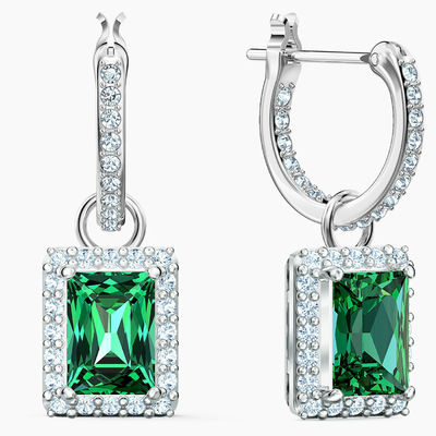 Grüne CZ Diamant 925 Sterling Silber Klassiker Luxus Hoop Ohrringe für Frauenmodelle