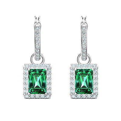 Grüne CZ Diamant 925 Sterling Silber Klassiker Luxus Hoop Ohrringe für Frauenmodelle