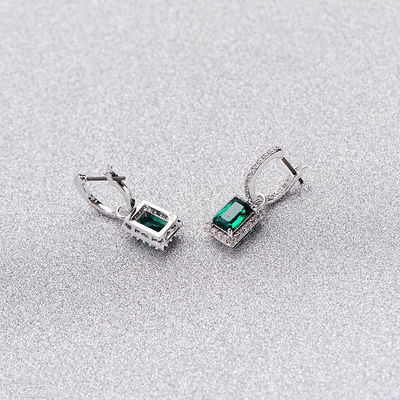 Grüne CZ Diamant 925 Sterling Silber Klassiker Luxus Hoop Ohrringe für Frauenmodelle