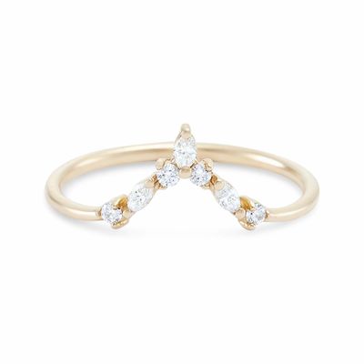 V-förmige Stapelringe mit Rund- und Marquiseweiß CZ in 925 Sterling Silber