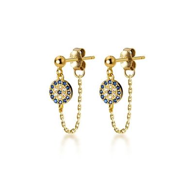 925 Sterling Silber CZ Diamantgoldplattierte Ohrringe für Frauen Silber/Brass