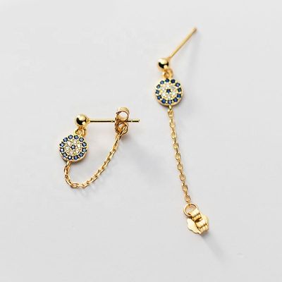 925 Sterling Silber CZ Diamantgoldplattierte Ohrringe für Frauen Silber/Brass