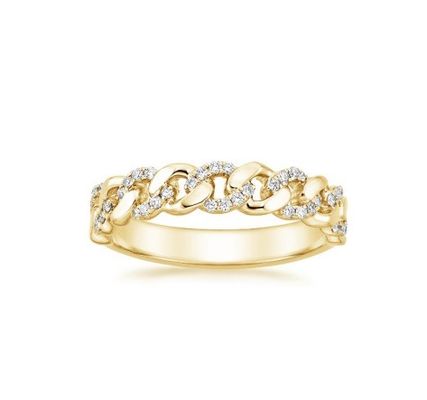 Micron Pave CZ 18K Goldplattierte Stapelkettenverbindung 925 Sterling Silber Frauenringe