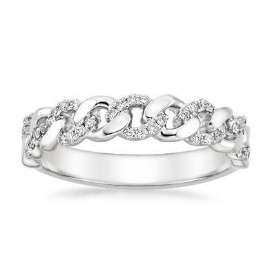 Micron Pave CZ 18K Goldplattierte Stapelkettenverbindung 925 Sterling Silber Frauenringe