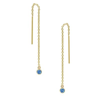 925 Sterling Silber Einfach 18K vergoldete Frauen-Bezel Drop Chain Threader Ohrringe