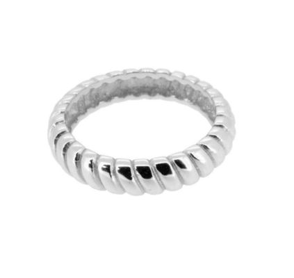 Breite 6mm Silber Twist Verlobungsring 18K Gold Rhodium Farbe Twist Silber Ring