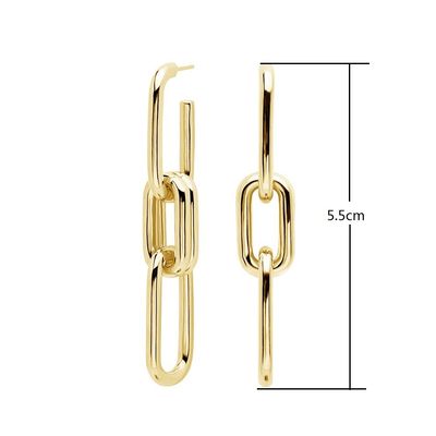 Goldplattierte Silber Customized Logo Long Chain Drop Ohrringe für Frauen