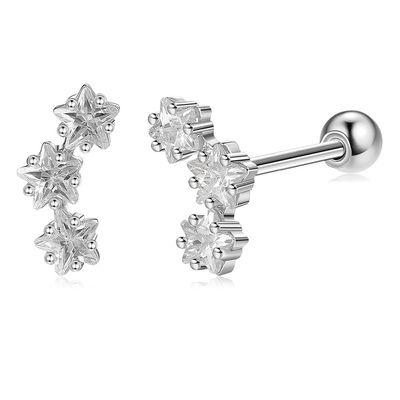 18K Goldplattiert 925 Sterling Silberstern Kubik Zirkonia Stud Ohrringe für Frauen Accessoires