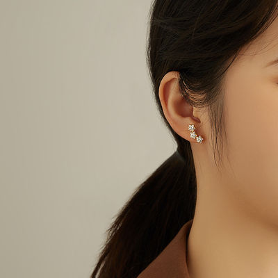 18K Goldplattiert 925 Sterling Silberstern Kubik Zirkonia Stud Ohrringe für Frauen Accessoires
