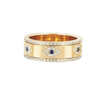 Blau Saphir Weiß CZ Augen Frauen Ewigkeit Band Messing Ewigkeit Ring für Frauen