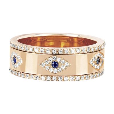 Blau Saphir Weiß CZ Augen Frauen Ewigkeit Band Messing Ewigkeit Ring für Frauen