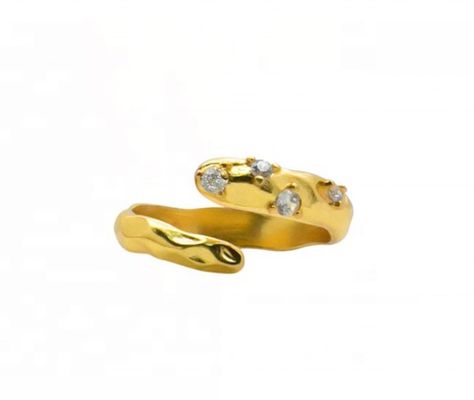 Größe 4-10 CZ Steinring 18K Gold offene Schlange 925 Sterling Silber Tierringe