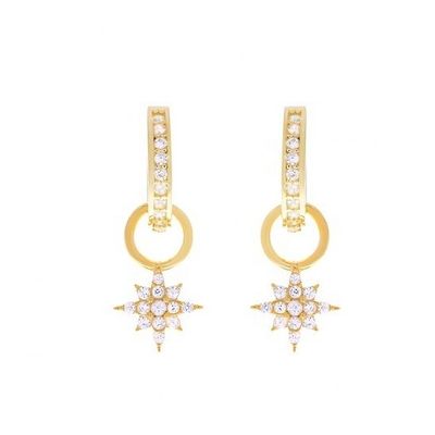 925 Sterling Silber Mini Starburst Pave CZ Huggie Ohrringe mit schneller und sicherer Lieferung