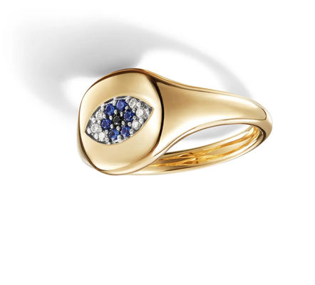 Brasilianische Kabel-Sammlerstücke Evil Eye Mini Pinkie Ring 18K Gold Weiß CZ 925 Silber