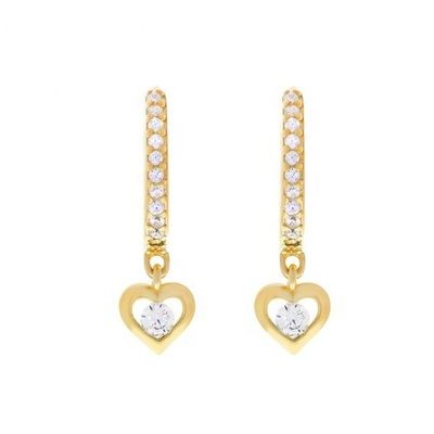 Gold beschichtet Mini Dangle Heart CZ Huggie Ohrringe Fügen Sie Ihrem Look einen Hauch von Glamour hinzu