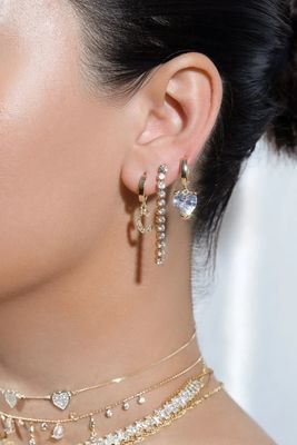 Verlobung Gelegenheit Rhodiumplattiert 925 Sterling Silber Glitter Tenniskette Tropfen Ohrringe