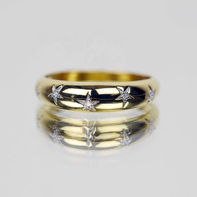 Dainty Domed Rings 14k 18k Gold Chunky Star Set Diamant Band Ring für stilvolle Outfits