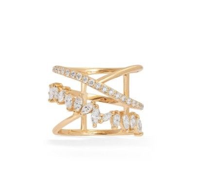 Parteierklärung Stück Sterling Silber Rhodium Plattiert Zig Zag Diamant Ring für Frauen