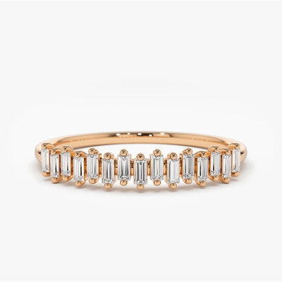 925 Sterling Silber CZ Diamant Baguette Damen Ewigkeit Ring mit Gelbgoldplattierung