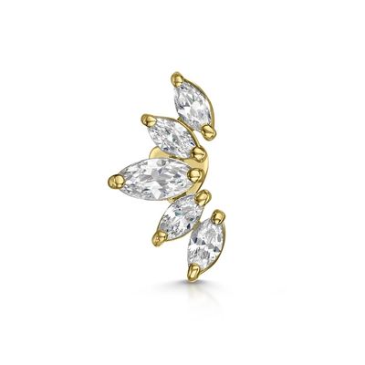 Plattierte Gold Rhodium Stud Ohrringe Weiß CZ für Frauen Alltagsbekleidung