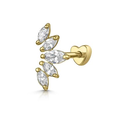 Plattierte Gold Rhodium Stud Ohrringe Weiß CZ für Frauen Alltagsbekleidung
