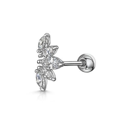 Plattierte Gold Rhodium Stud Ohrringe Weiß CZ für Frauen Alltagsbekleidung