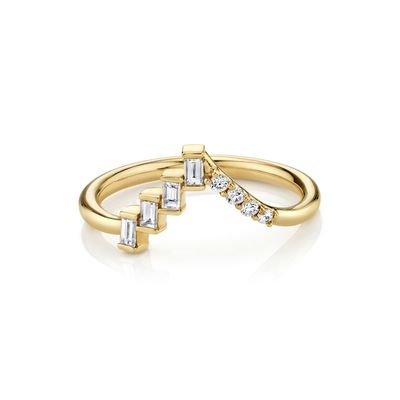 Angebot OEM Runde Diamanten und Baguetten Eklektisches Dreieck Silberring für Frauen