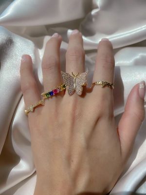 Massivgold Angel Name Ring für Frauen Handgefertigt Glitter 925 Sterling Silber Modern N/A