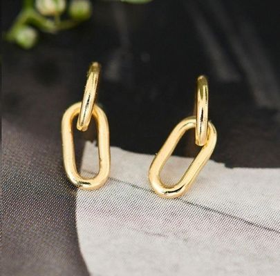 Hochzeitsgeschenk Einfache Silber-Kabel-Link-Stud-Ohrring 30mm Höhe Elegantes Design