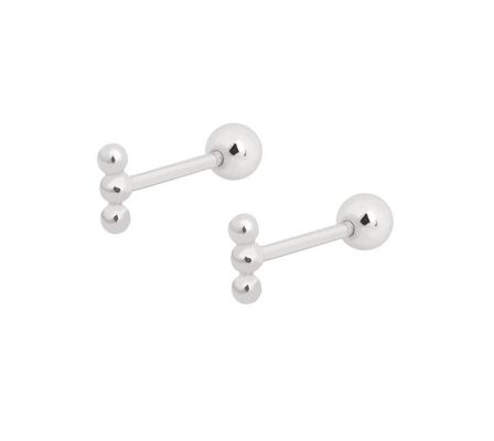 Mini-Stift mit Perlen Silber-Stud-Ohrring mit Schraubrücken 925 Sterling Silber