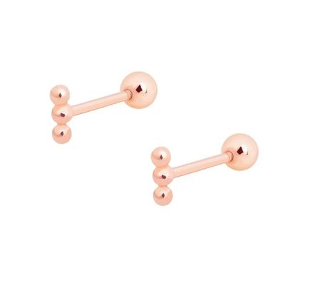 Mini-Stift mit Perlen Silber-Stud-Ohrring mit Schraubrücken 925 Sterling Silber
